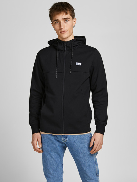 Jack & Jones Černá pánská mikina  na zip s kapucí Jack & Jones Air