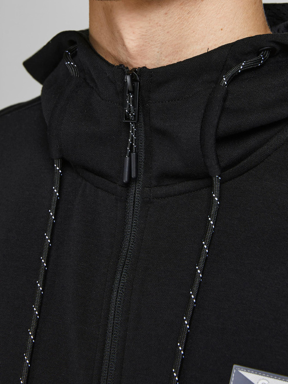 Jack & Jones Černá pánská mikina  na zip s kapucí Jack & Jones Air