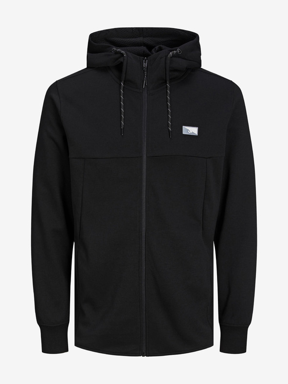 Jack & Jones Černá pánská mikina  na zip s kapucí Jack & Jones Air