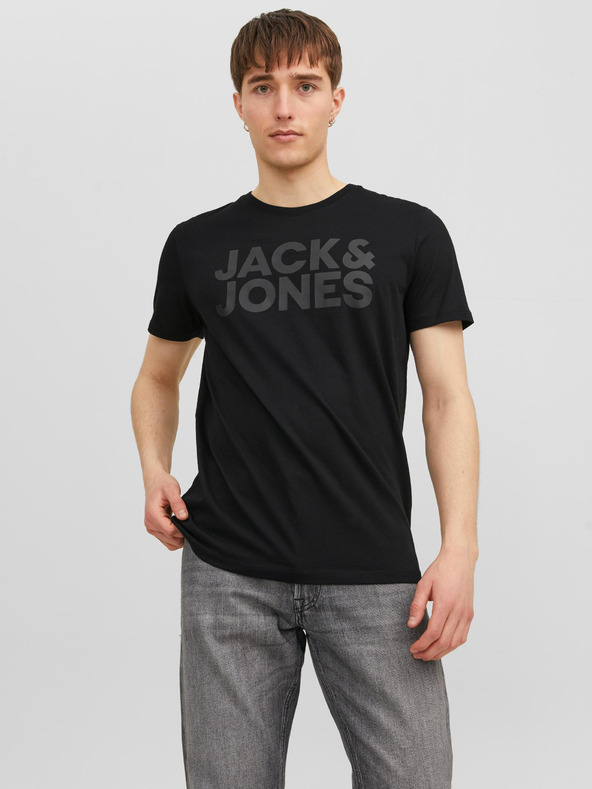 Jack & Jones Černé pánské tričko Jack & Jones Corp