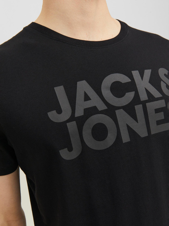 Jack & Jones Černé pánské tričko Jack & Jones Corp