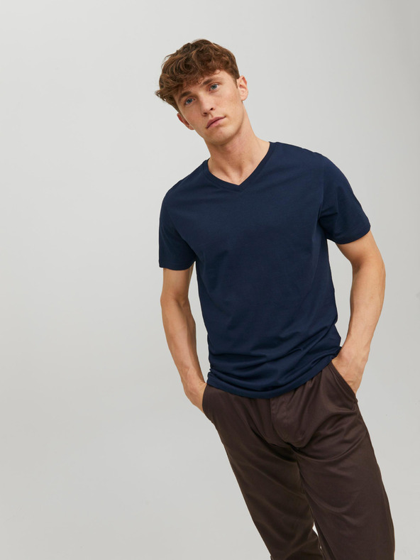 Jack & Jones Tmavě modré pánské basic tričko Jack & Jones Organic