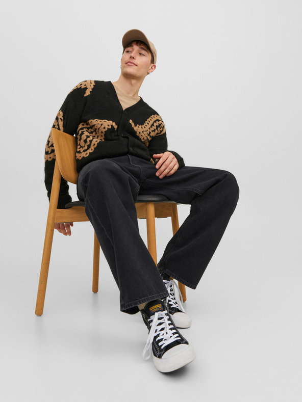 Jack & Jones Černé pánské široké džíny Jack & Jones Alex