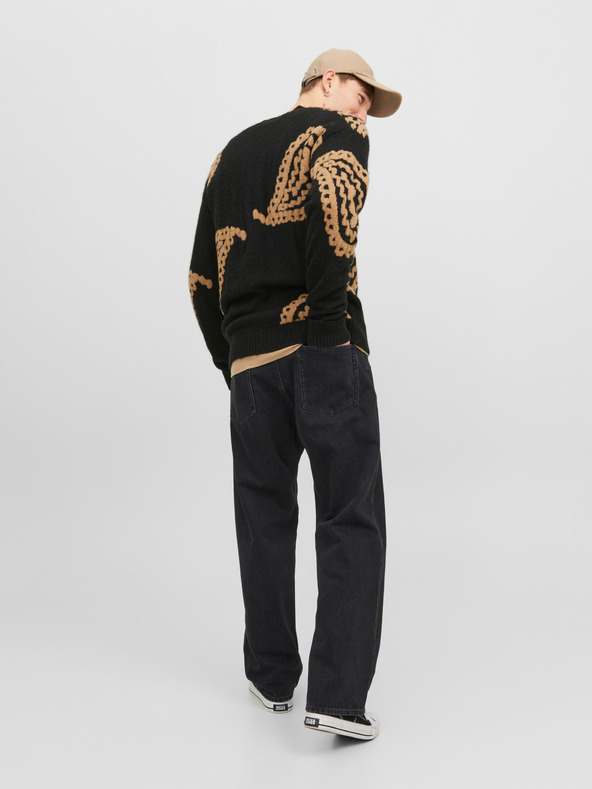 Jack & Jones Černé pánské široké džíny Jack & Jones Alex