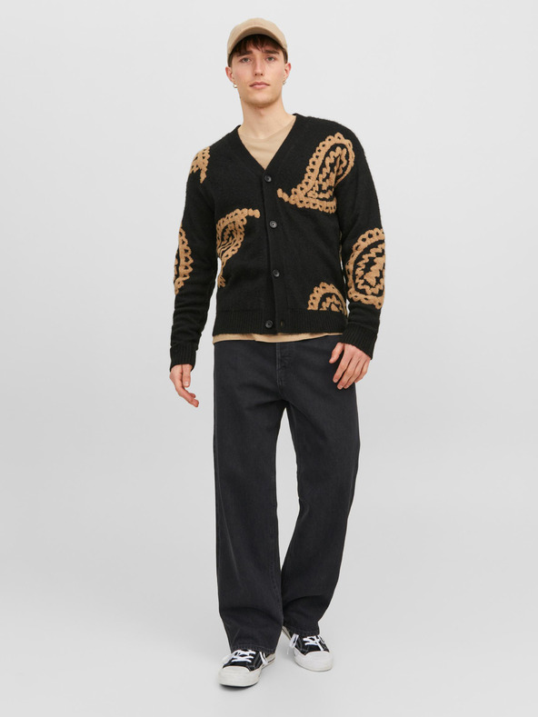 Jack & Jones Černé pánské široké džíny Jack & Jones Alex