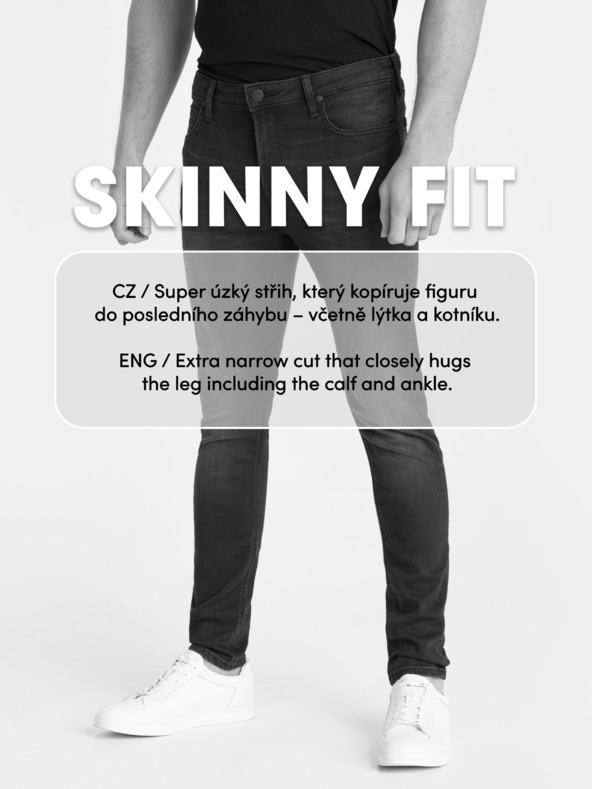 Jack & Jones Černé pánské skinny fit džíny Jack & Jones Liam