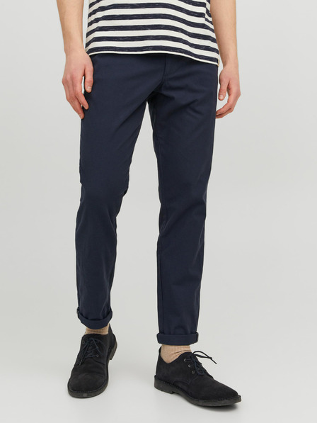 Jack & Jones Tmavě modré pánské zkrácené chino kalhoty Jack & Jones Marco