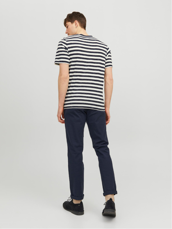Jack & Jones Tmavě modré pánské zkrácené chino kalhoty Jack & Jones Marco