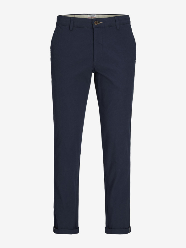 Jack & Jones Tmavě modré pánské zkrácené chino kalhoty Jack & Jones Marco