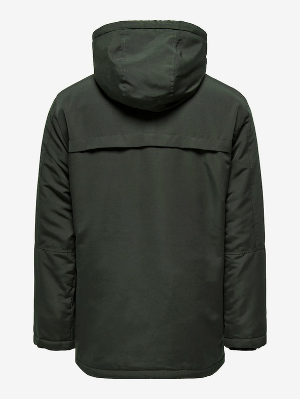 ONLY & SONS Tmavě zelená pánská zimní bunda ONLY & SONS Jayden