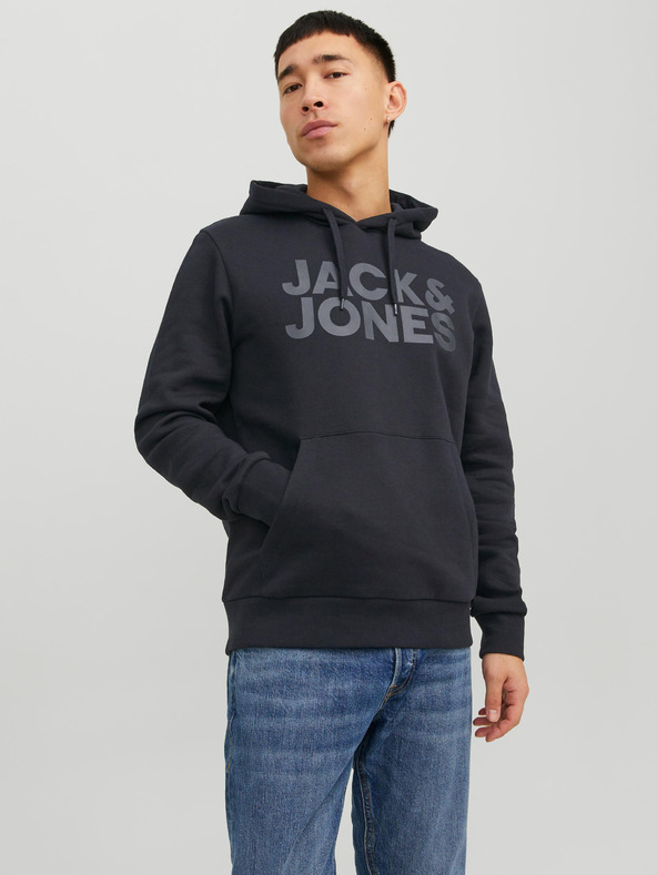 Jack & Jones Černá pánská mikina s kapucí Jack & Jones Corp