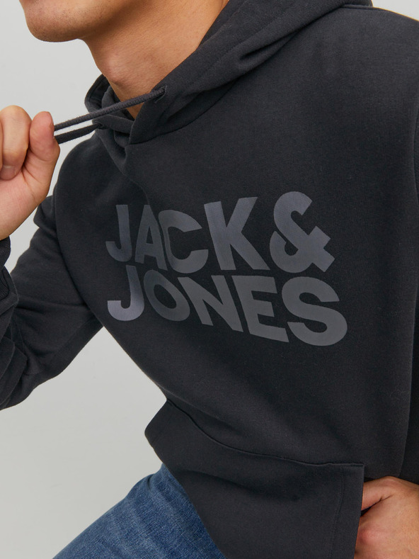 Jack & Jones Černá pánská mikina s kapucí Jack & Jones Corp