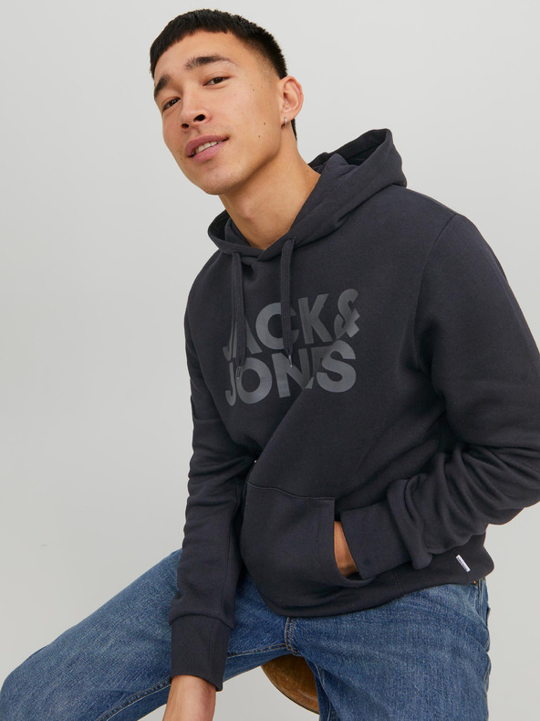 Jack & Jones Černá pánská mikina s kapucí Jack & Jones Corp