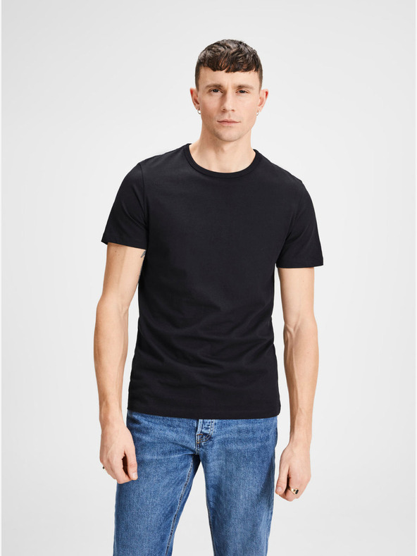 Jack & Jones Sada dvou černých pánských triček s krátkým rukávem Jack & Jones Basic