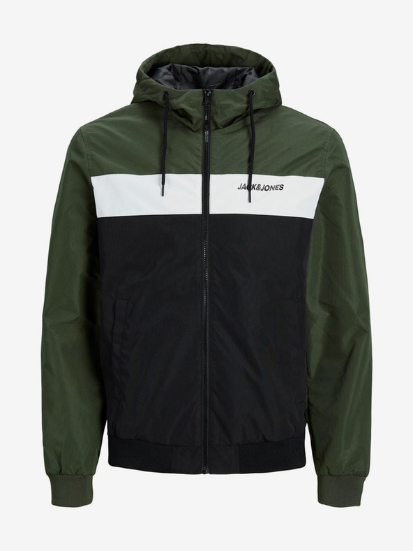 Jack & Jones Černo-zelená pánská bunda Jack & Jones Rush