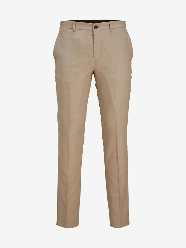 Jack & Jones Béžové pánské kalhoty s příměsí vlny Jack & Jones Solaris