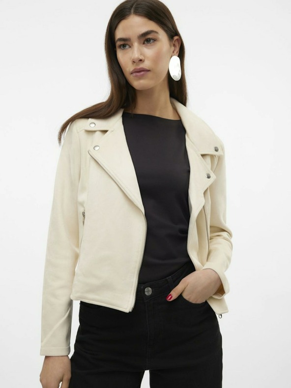 Vero Moda Krémová dámská bunda v semišové úpravě Vero Moda Jose