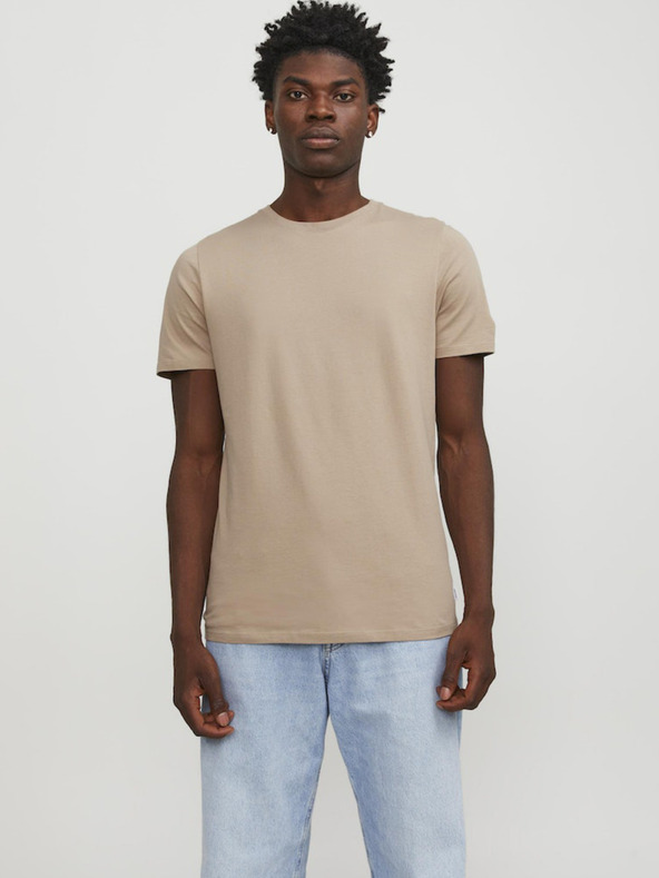 Jack & Jones Béžové pánské basic tričko Jack & Jones Organic