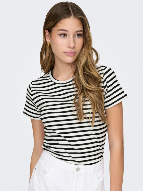 Jacqueline de Yong Černo-bílé dámské pruhované tričko JDY Solar