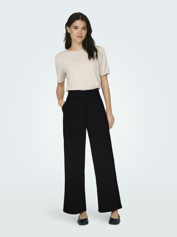 Jacqueline de Yong Černé dámské široké kalhoty JDY Geggo