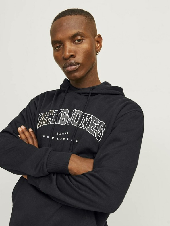 Jack & Jones Černá pánská mikina s kapucí Jack & Jones Caleb