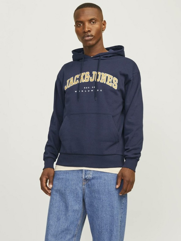 Jack & Jones Tmavě modrá pánská mikina s kapucí Jack & Jones Caleb