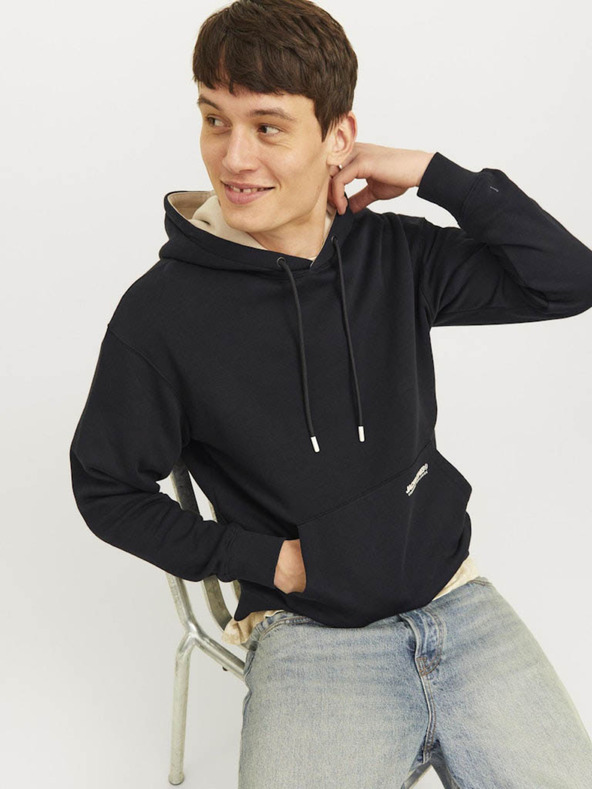 Jack & Jones Černá pánská mikina s kapucí Jack & Jones Elegacy