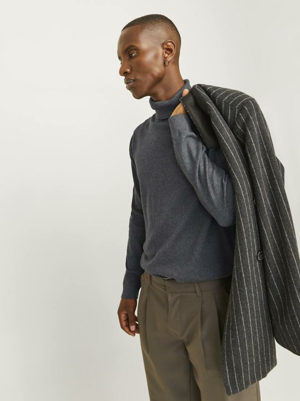 Jack & Jones Tmavě šedý pánský rolák Jack & Jones Basic