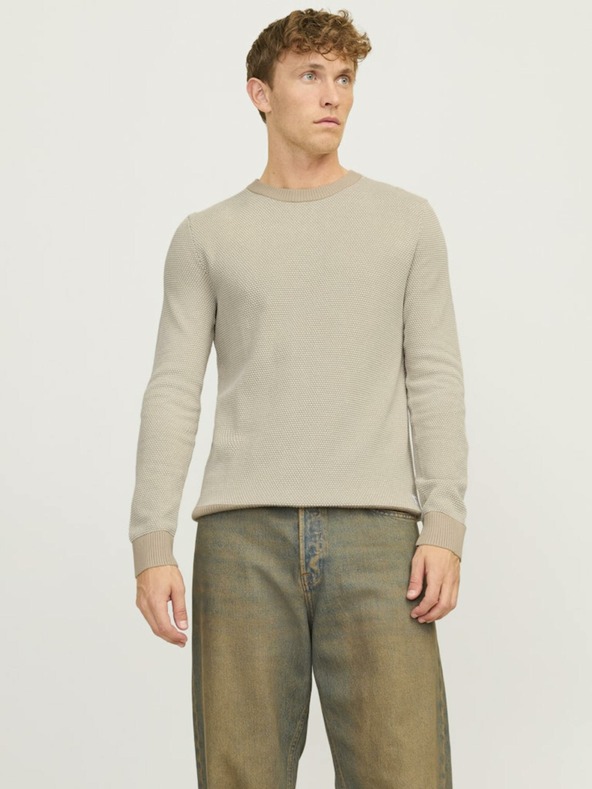 Jack & Jones Béžový pánský svetr Jack & Jones Globe