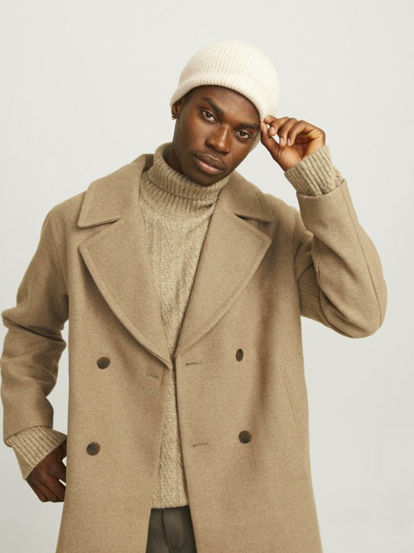 Jack & Jones Béžová pánská vlněná čepice Jack & Jones Lump