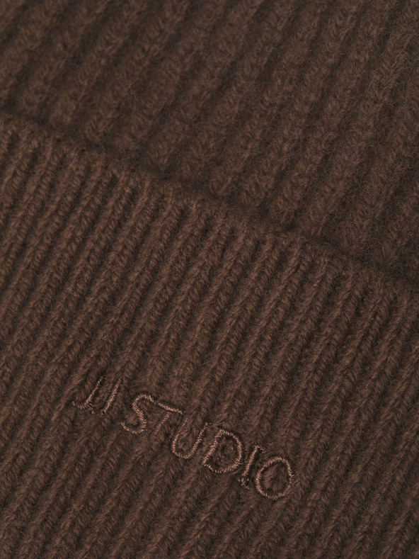 Jack & Jones Tmavě hnědá pánská vlněná čepice Jack & Jones Lump