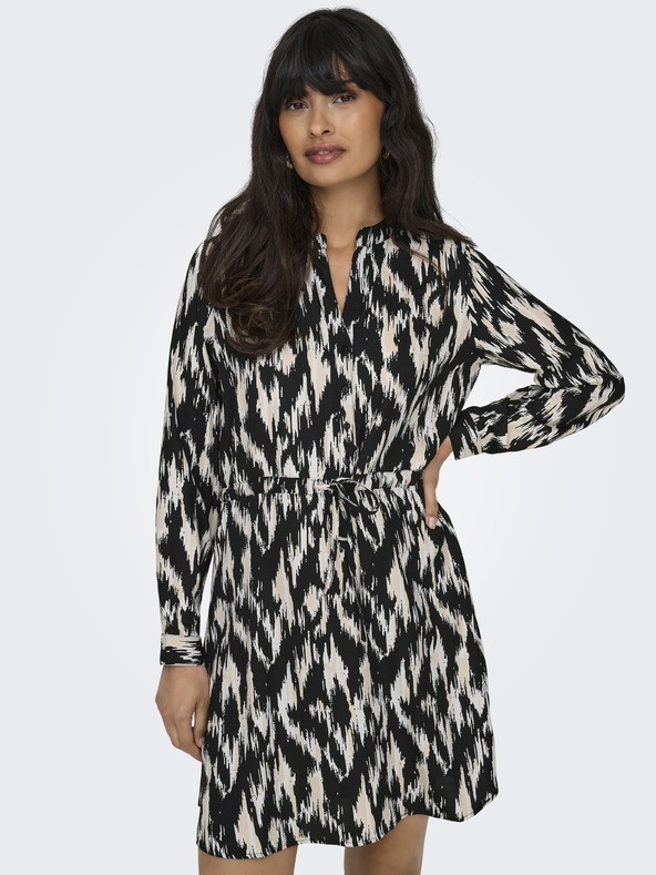 ONLY Béžovo-černé dámské vzorované šaty ONLY Cory