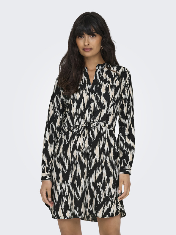 ONLY Béžovo-černé dámské vzorované šaty ONLY Cory