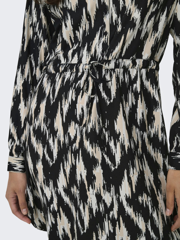 ONLY Béžovo-černé dámské vzorované šaty ONLY Cory