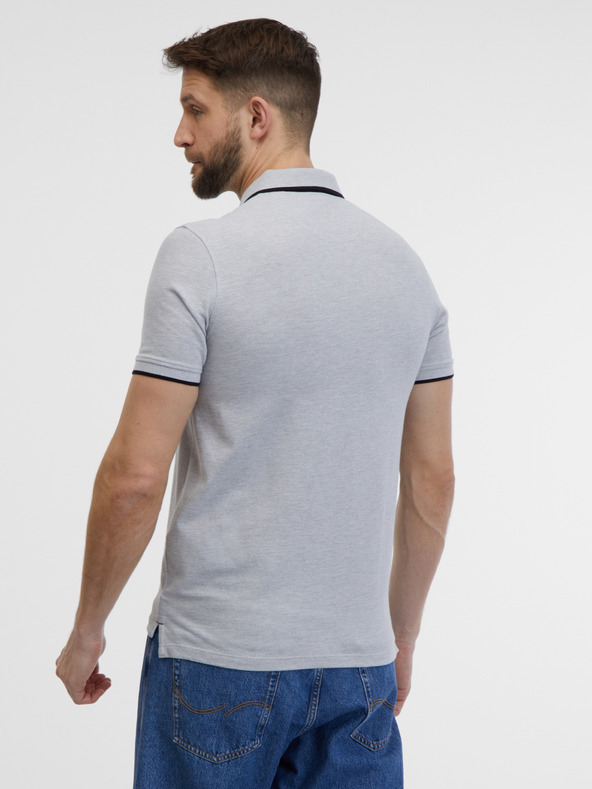 Jack & Jones Šedé žíhané polo tričko Jack & Jones Paulos
