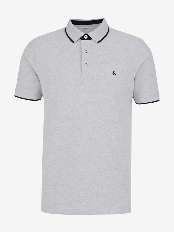 Jack & Jones Šedé žíhané polo tričko Jack & Jones Paulos