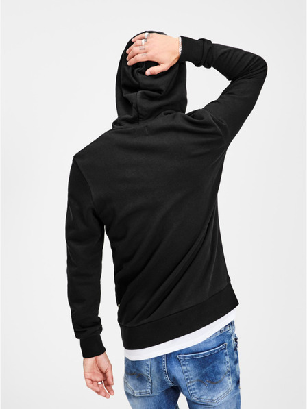 Jack & Jones Černá mikina s potiskem a kapucí Jack & Jones Corp