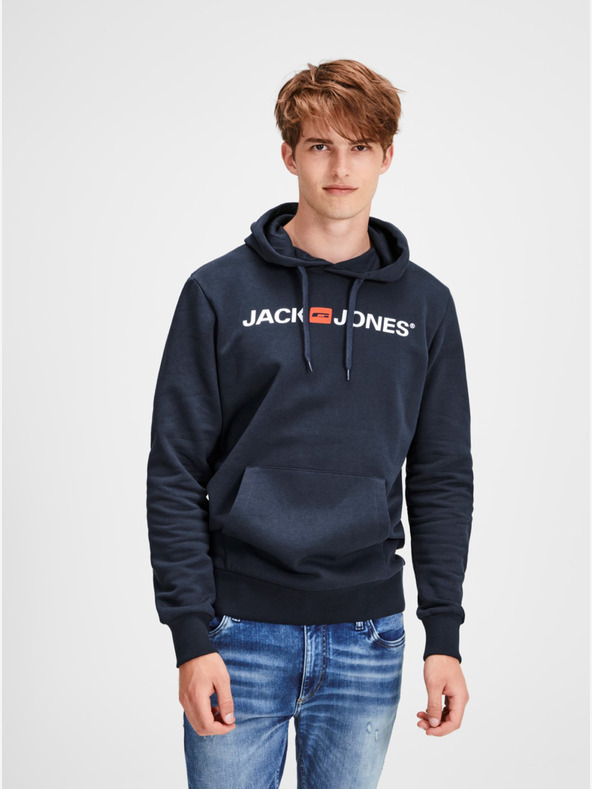 Jack & Jones Tmavě modrá mikina s potiskem a kapucí Jack & Jones Corp