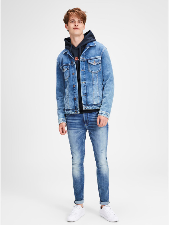 Jack & Jones Tmavě modrá mikina s potiskem a kapucí Jack & Jones Corp