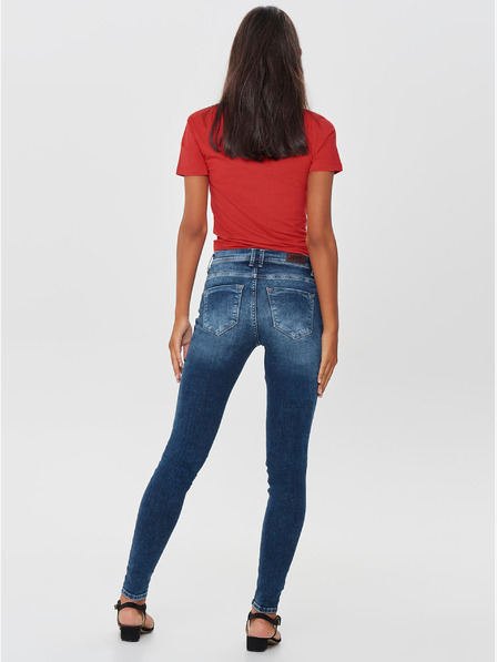 ONLY Modré skinny fit džíny s potrhaným efektem ONLY