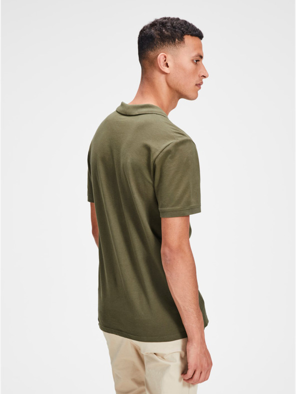 Jack & Jones Khaki polo tričko Jack & Jones