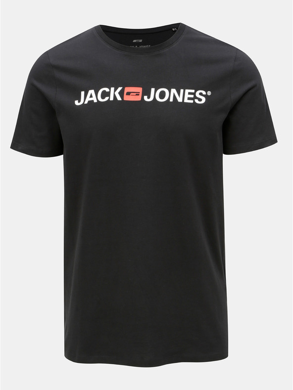Jack & Jones Černé tričko s potiskem & Jones