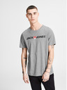 Jack & Jones Šedé žíhané tričko s potiskem Jack & Jones