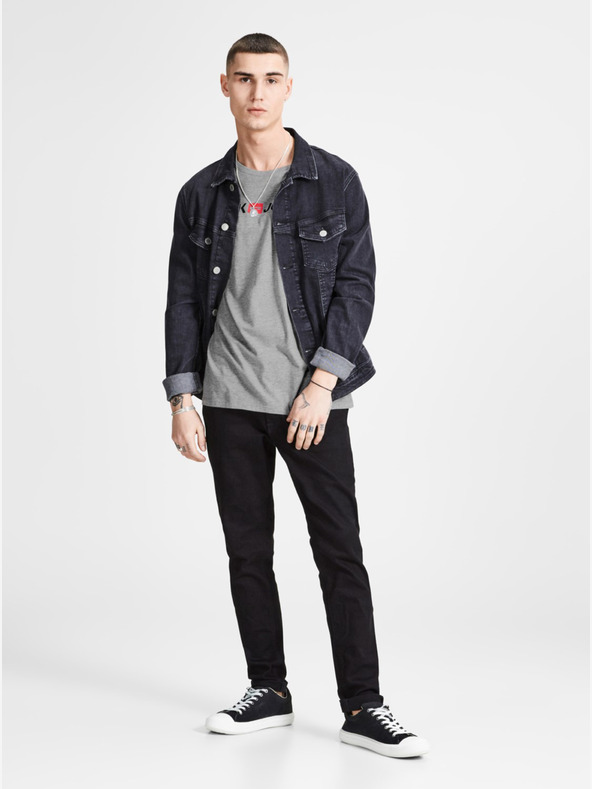 Jack & Jones Šedé žíhané tričko s potiskem Jack & Jones