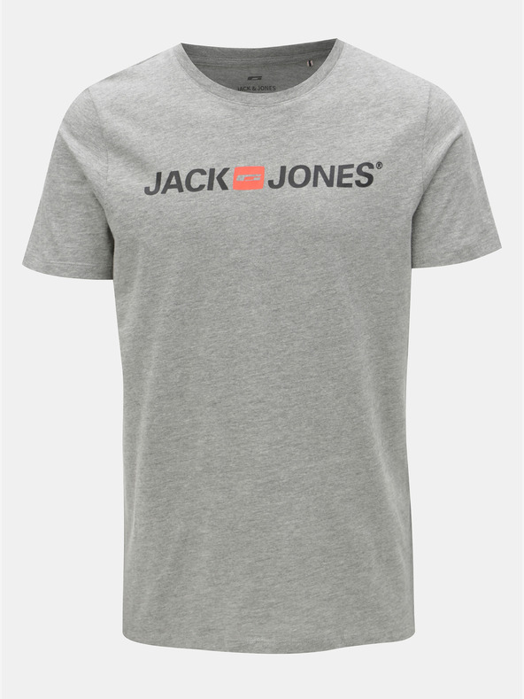 Jack & Jones Šedé žíhané tričko s potiskem Jack & Jones