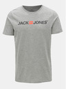 Jack & Jones Šedé žíhané tričko s potiskem Jack & Jones