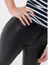 ONLY Černé koženkové skinny kalhoty s nízkým pasem ONLY