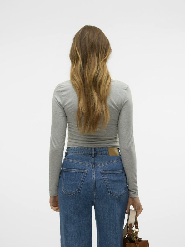 Vero Moda Šedé žíhané basic tričko s dlouhým rukávem VERO MODA Maxi