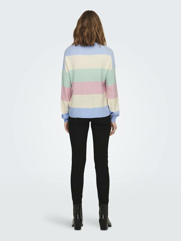 ONLY Růžovo-modrý dámský pruhovaný svetr ONLY