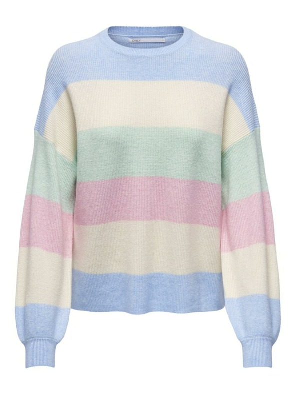 ONLY Růžovo-modrý dámský pruhovaný svetr ONLY